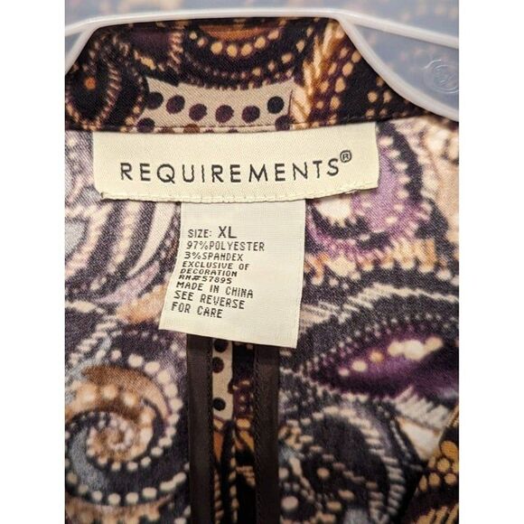 Requirements Paisley Jacket Blazer Brown Gold Size XL 3 Buttons Vintage 90s - Picture 5 of 5